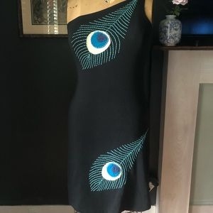 Synergy organic bodycon peacock wiggle dress.